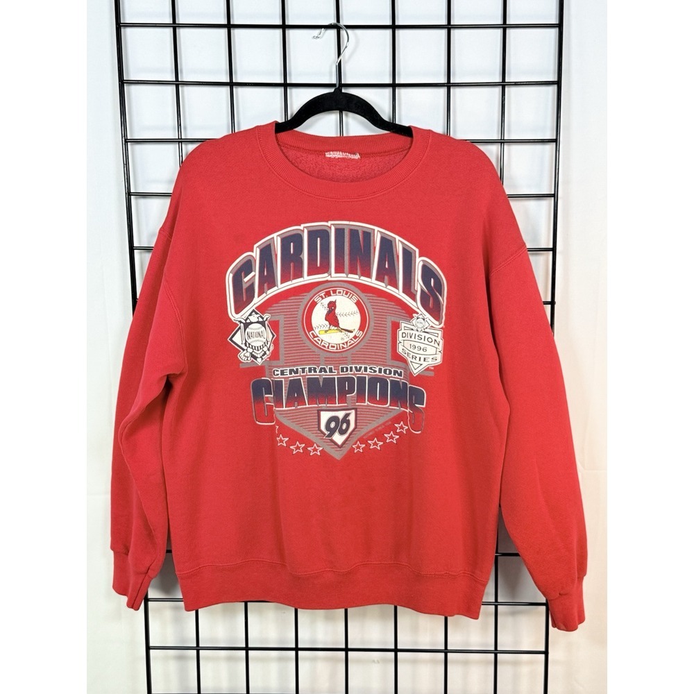 Vintage St. Louis Cardinals 1996 Division Champs Crewneck Mens L Red 90s Sporty